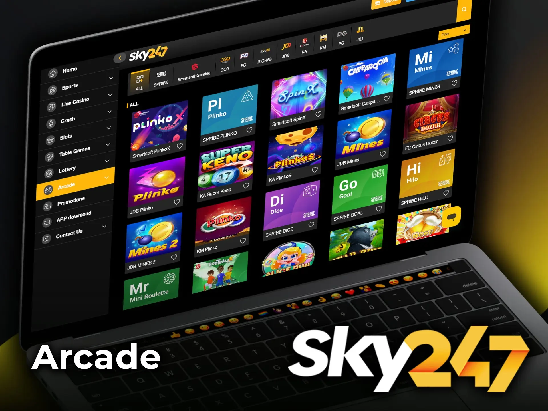 Test your luck with arcade games from Sky247 Casino.