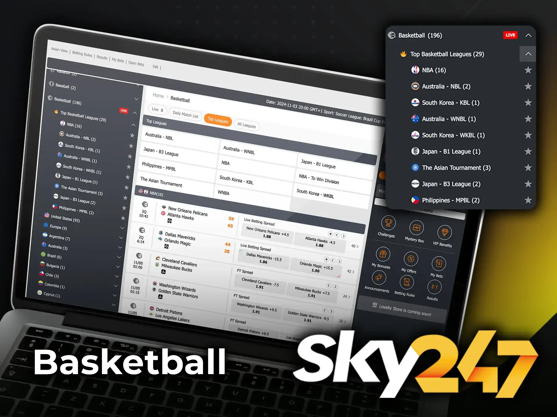 Analyse basketball matches and don't forget to make your predictions at Sky247 bookmaker.