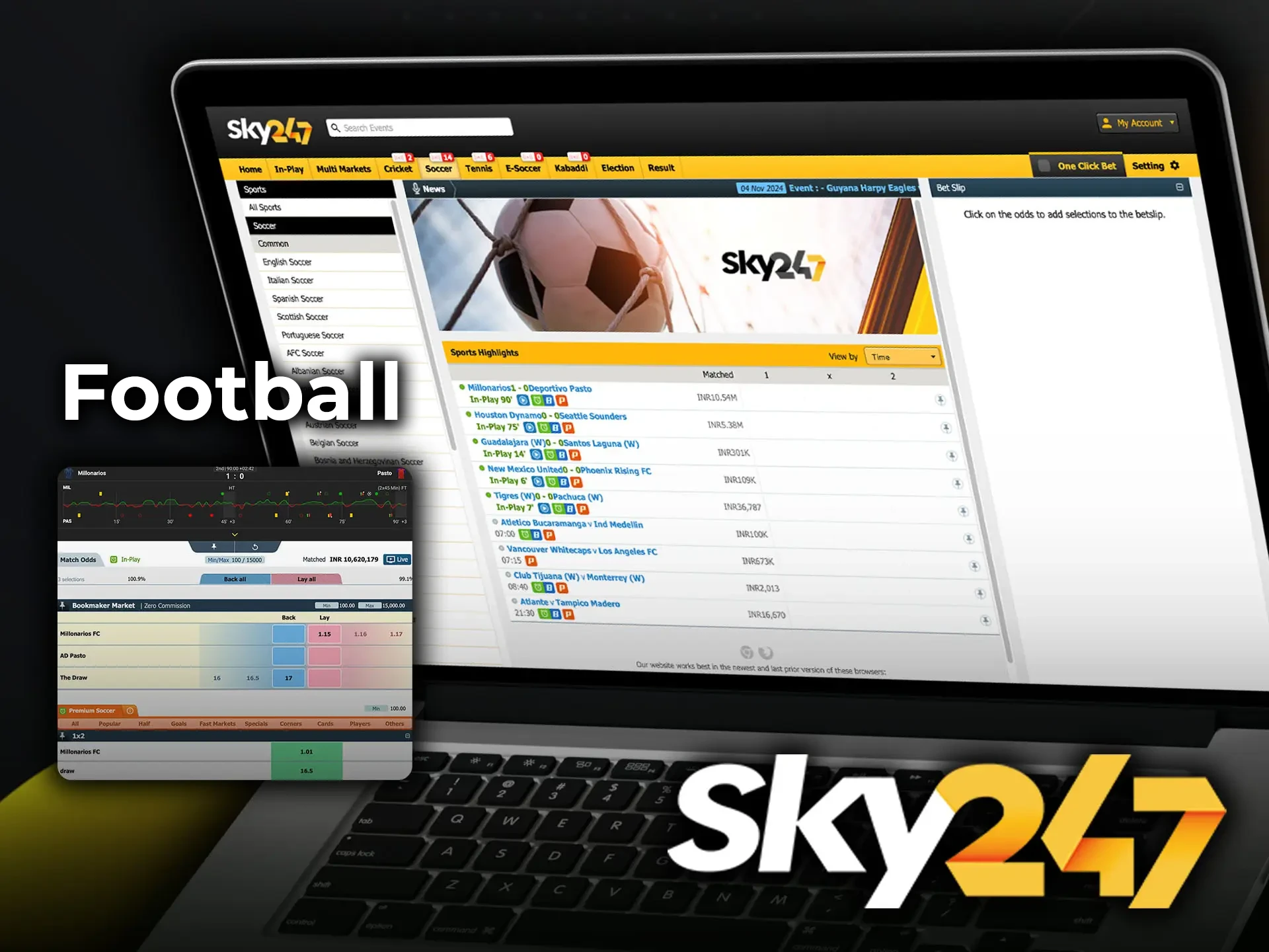 Use your knowledge and experience to make football predictions at at Sky247 betting site.