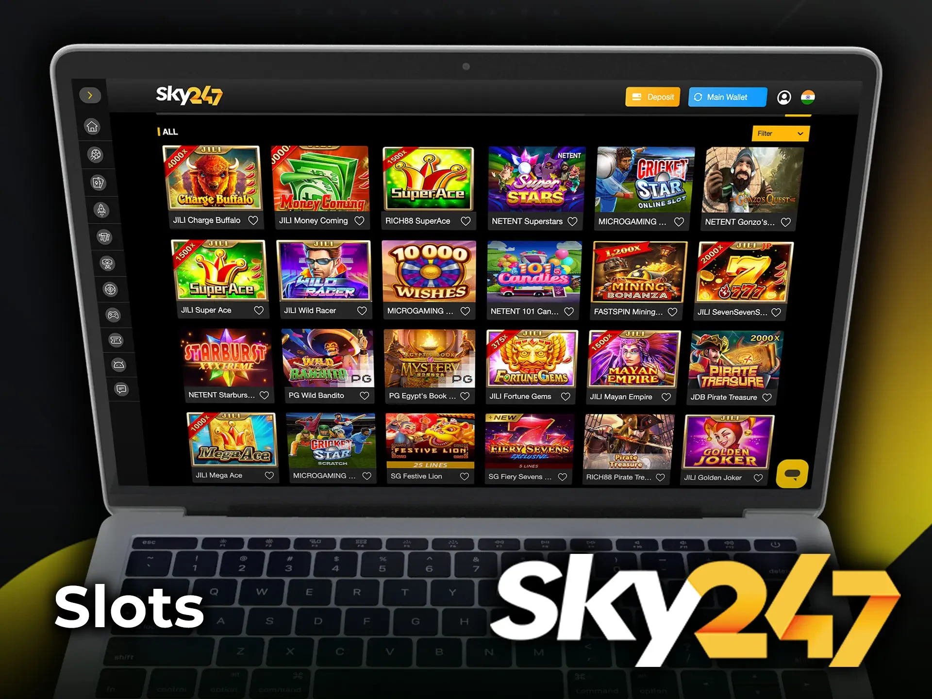 Try the most famous and lucrative slots from Sky247 Casino.