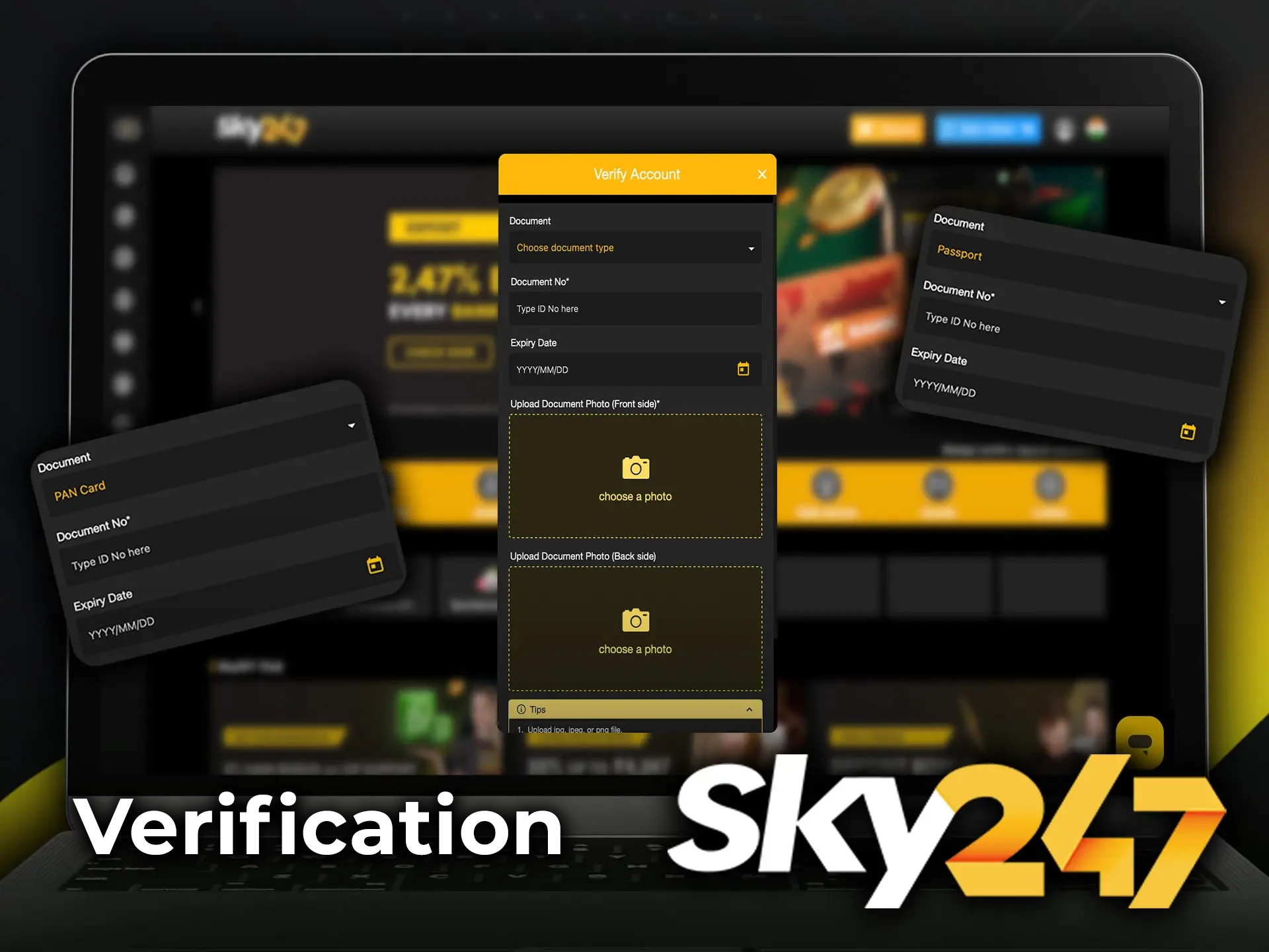 Confirm your identity at Sky 247 to get access to new features and instant withdrawals.