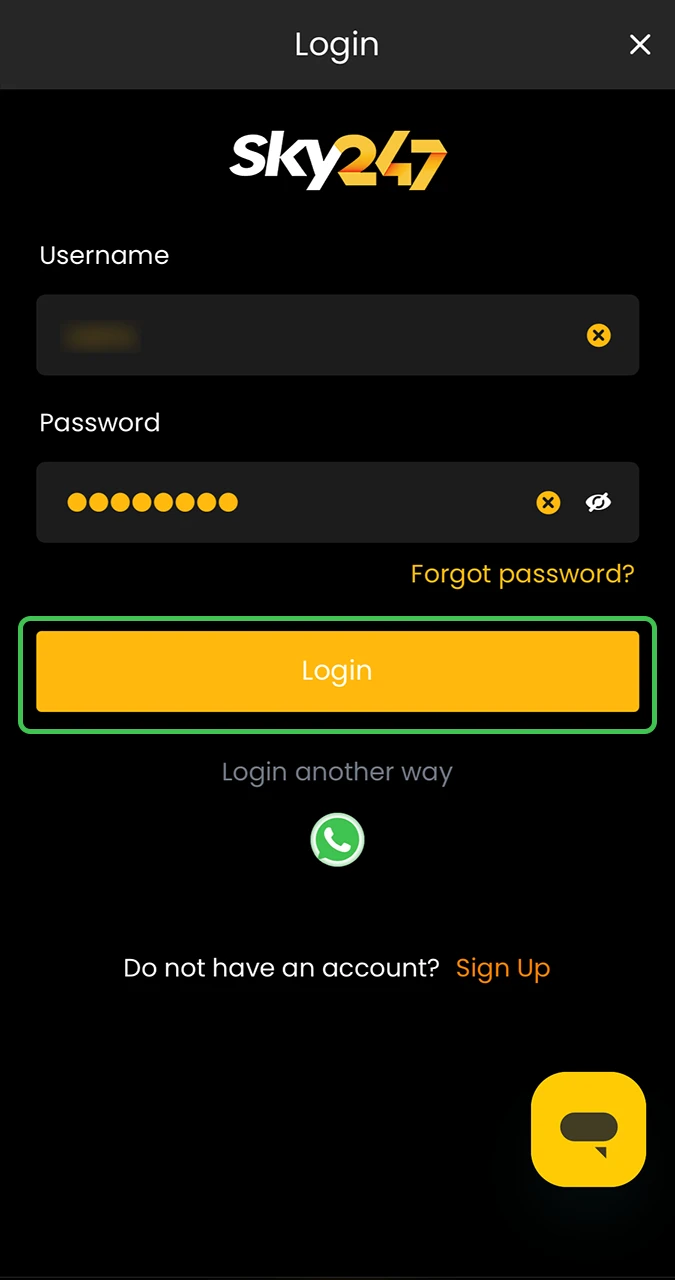 Log in to your Sky247 account and navigate to the section you are interested in.