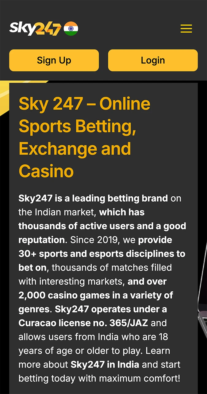 Use the button to quickly navigate to the official Sky247 website.