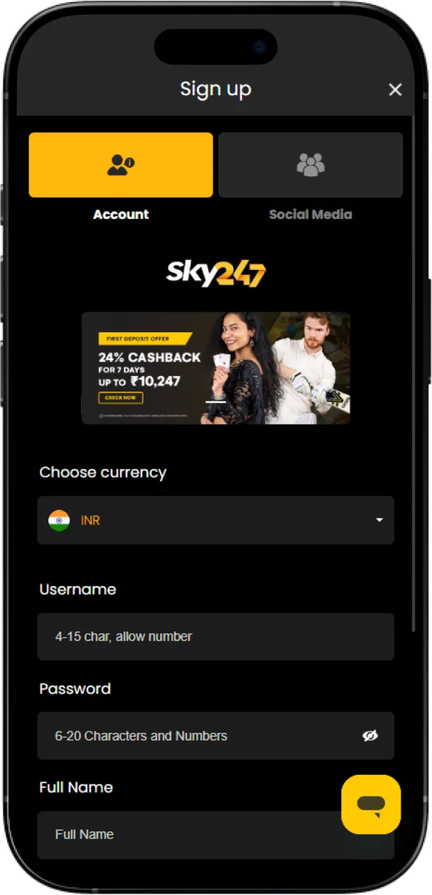 You need to register an account with Sky247 before you can install the app.