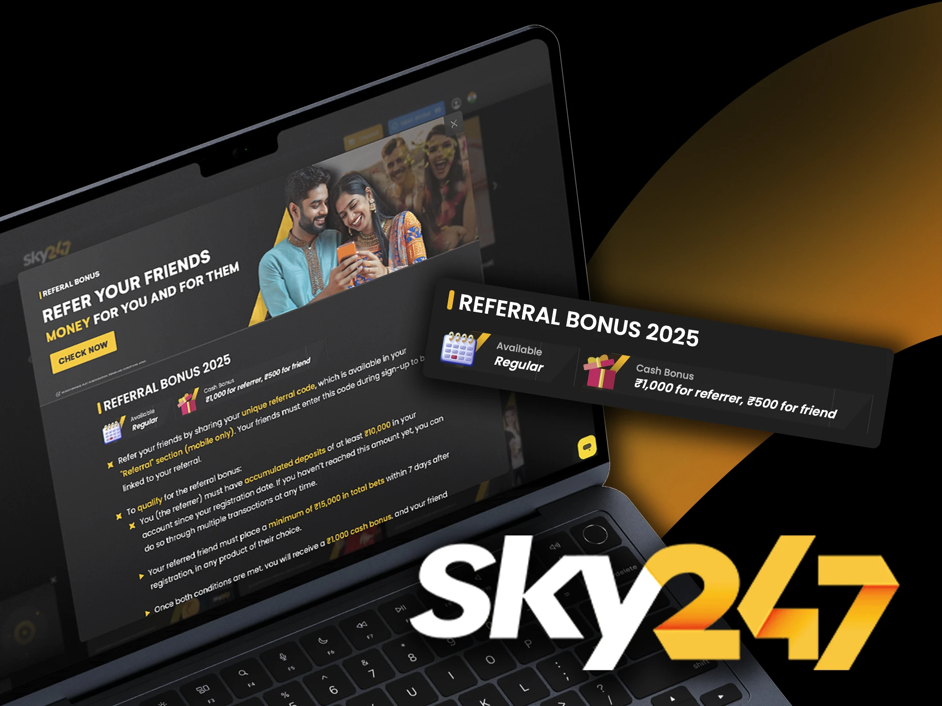 Get the information you need about the bonus amount when you use the referral system on the Sky247 website.