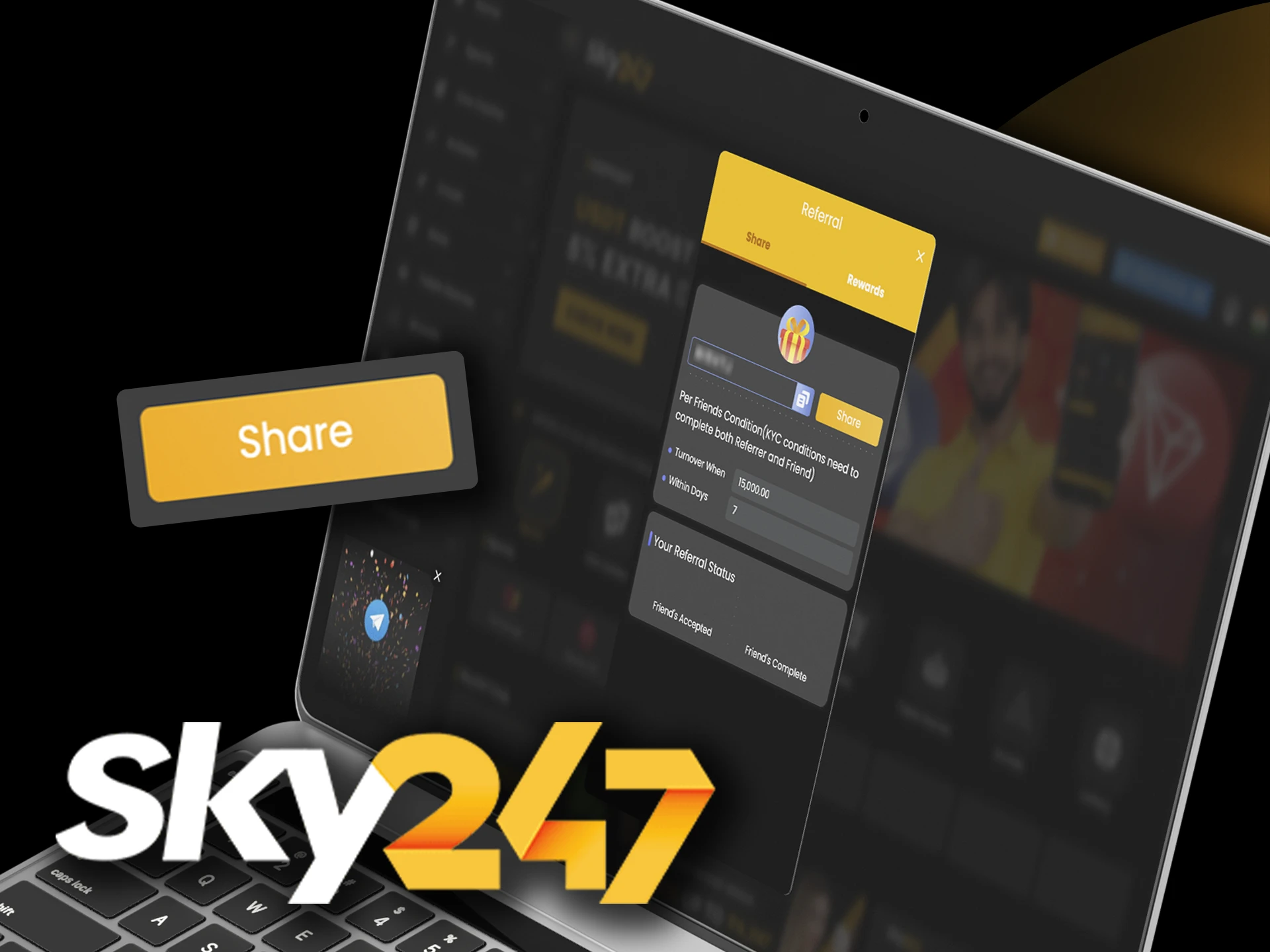 Share the link with your friends and enjoy your wins with Sky247 Casino.
