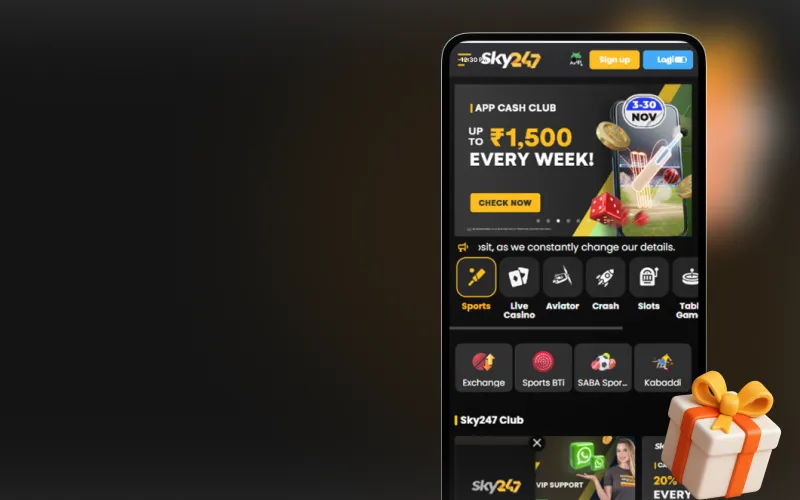 Get weekly benefits with the Sky247 App Cash Club.