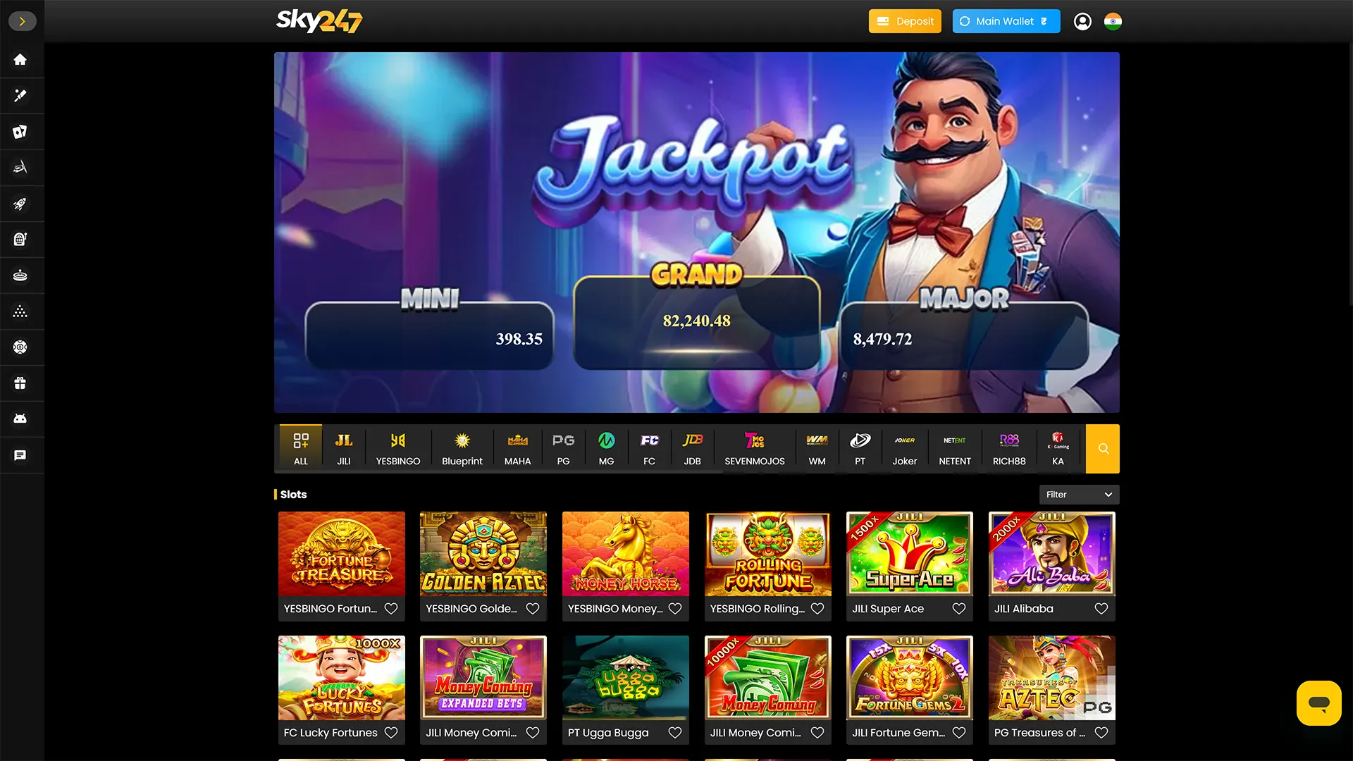 Play the best slots and table games at Sky247.