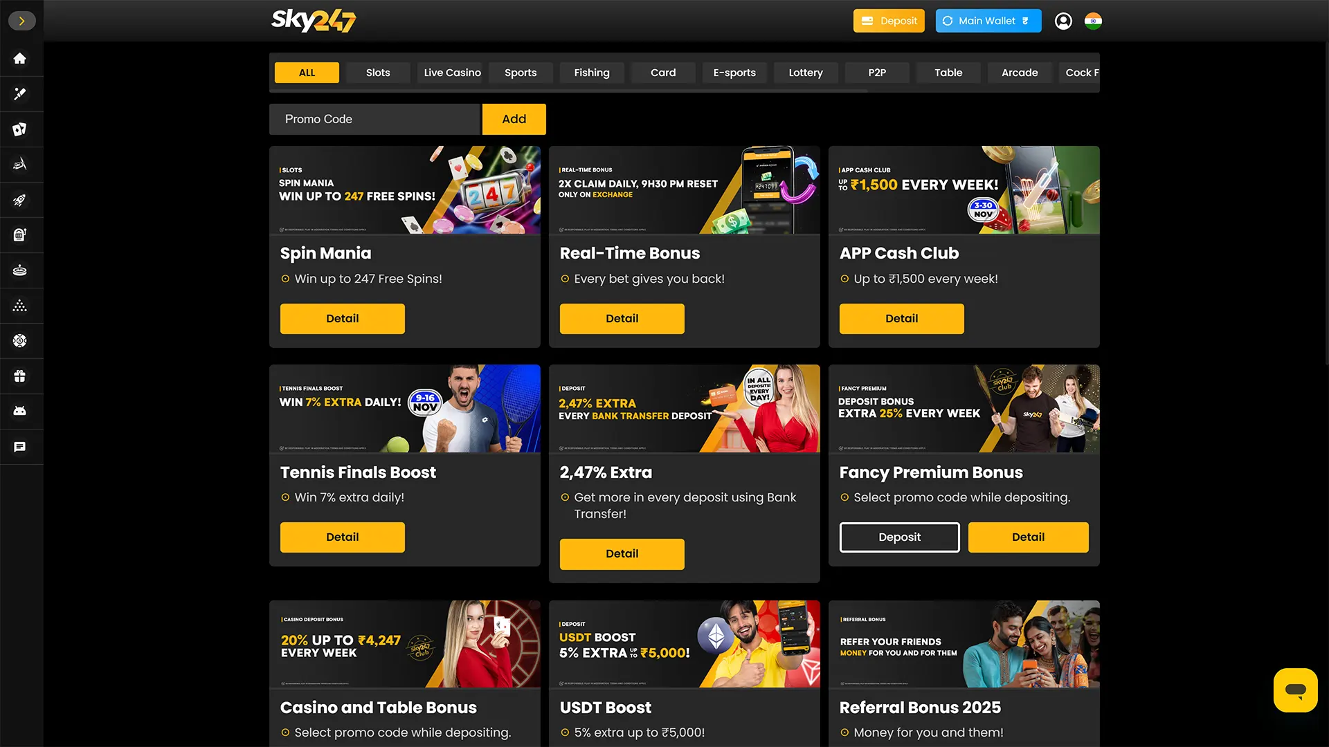 Find out about the best promotions and bonuses at Sky247.