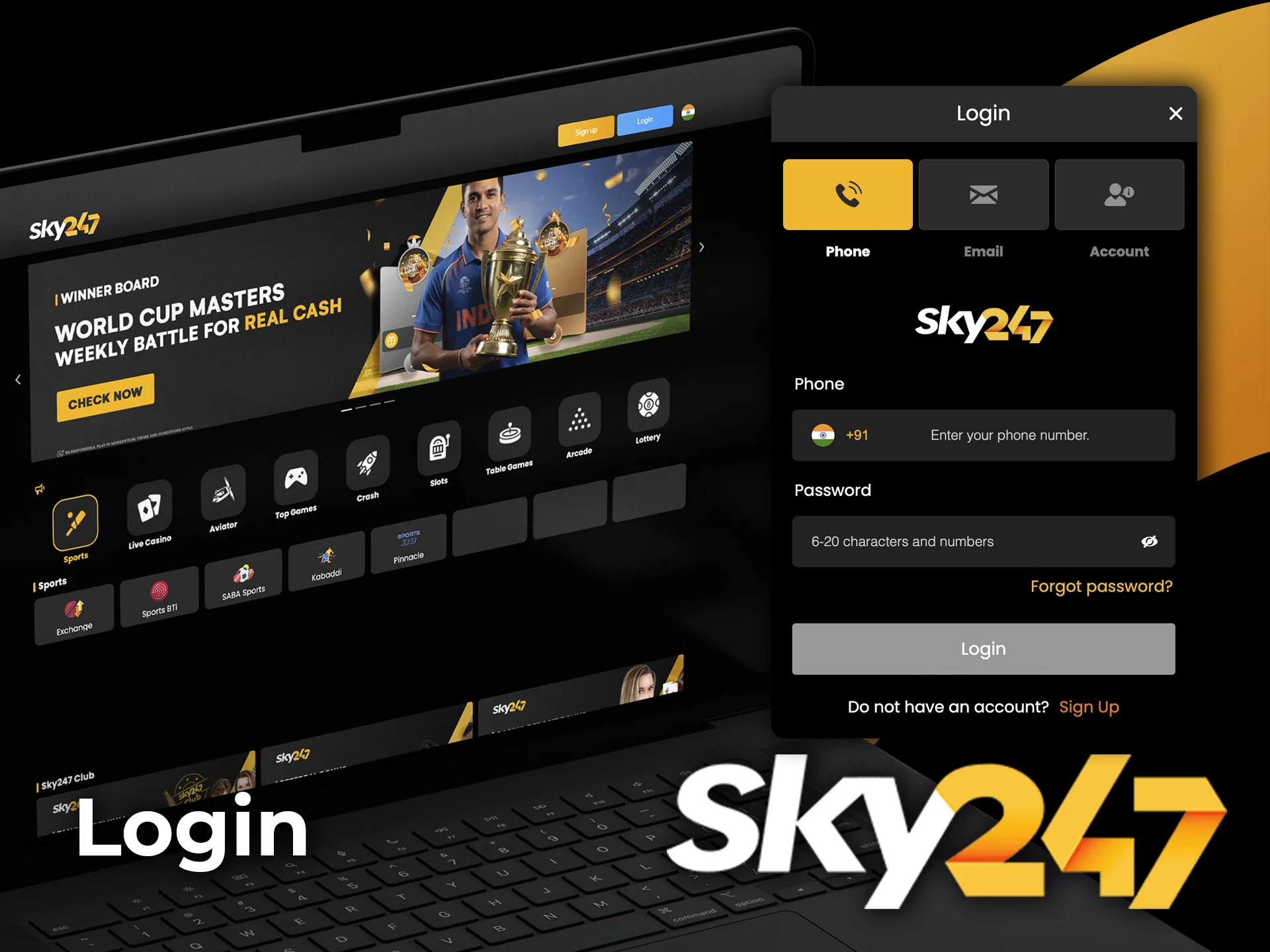 Log in to your account on the Sky247 website and immerse yourself in the world of the best slot games and sports betting.